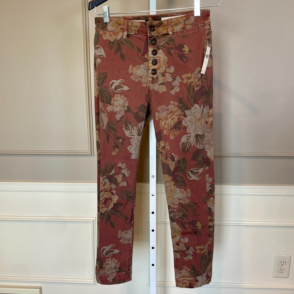 Anthropologie NWT 28 Pilcro and the Letterpress high rise slim floral jeans